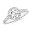 Angara Lab-grown Round Diamond Side Stone Halo Engagement Ring In White Gold/f-g