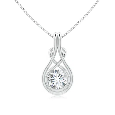 Angara Lab-grown Round Diamond Solitaire Infinity Knot Pendant In Metallic