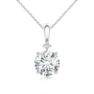Angara Lab-grown Round Diamond Solitaire Pendant In Metallic