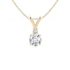 Angara Lab-grown Round Diamond Solitaire V-bale Pendant With Diamond Accent In Yellow Gold/f-g