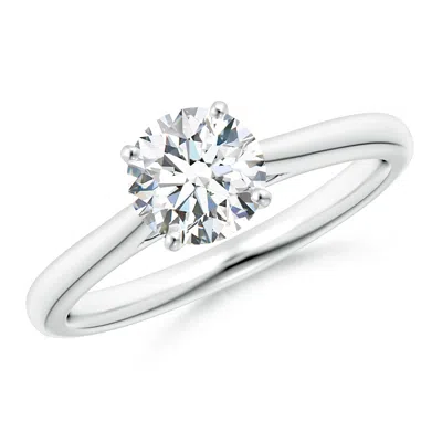Angara Lab-grown Round Diamond Tapered Cathedral Solitaire Engagement Ring In Metallic