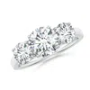 Angara Lab-grown Round Diamond Three Stone Classic Engagement Ring In White Gold/f-g