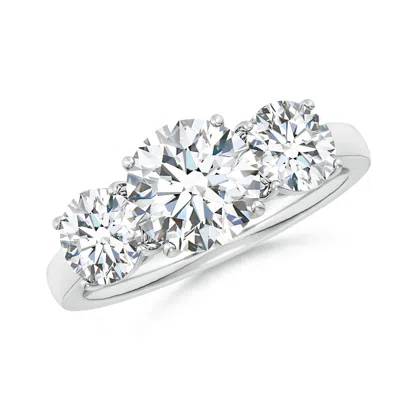 Angara Lab-grown Round Diamond Three Stone Classic Engagement Ring In Metallic