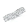 Angara Lab-grown Round Diamond Twin Row Chevron Wedding Ring In White Gold/f-g