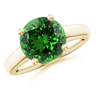 Angara Lab-grown Round Emerald Solitaire Engagement Ring In Green