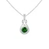 Angara Lab-grown Round Emerald Solitaire Infinity Knot Pendant In White Gold/rich Green