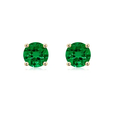 Angara Lab-grown Round Emerald Stud Earrings In Green