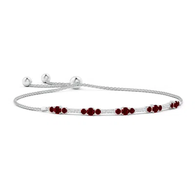 Angara Lab-grown Round Ruby And Diamond Bolo Bracelet In Red