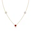 Angara Lab-grown Round Ruby And Diamond Station Necklace In Yellow Gold/deep Rich Red