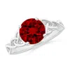 Angara Lab-grown Round Ruby Celtic Knot Engagement Ring In White Gold/deep Rich Red