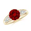 Angara Lab-grown Round Ruby Engagement Ring With Lab Diamonds In Yellow Gold/deep Rich Red