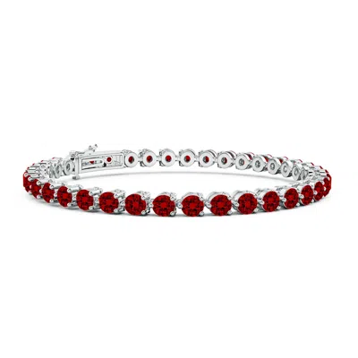 Angara Lab-grown Round Ruby Link Tennis Bracelet In Red
