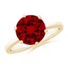 Angara Lab-grown Round Ruby Solitaire Classic Engagement Ring In Yellow Gold/deep Rich Red