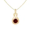 Angara Lab-grown Round Ruby Solitaire Infinity Knot Pendant In Yellow Gold/deep Rich Red