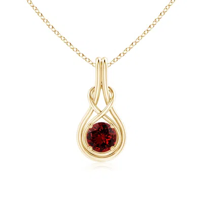 Angara Lab-grown Round Ruby Solitaire Infinity Knot Pendant In Red