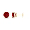 Angara Lab-grown Round Ruby Stud Earrings In Yellow Gold/deep Rich Red