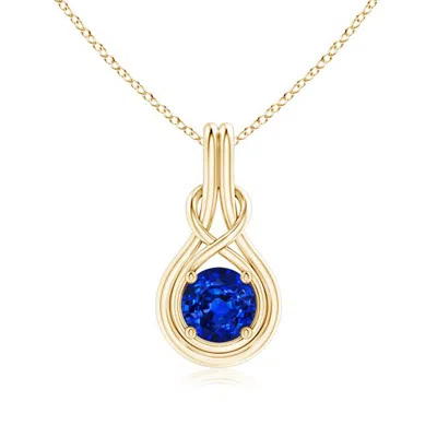 Angara Lab-grown Round Sapphire Solitaire Infinity Knot Pendant In Blue