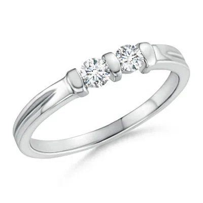 Angara Lab-grown Round Two Stone Diamond Ring With Bar Setting In Metallic