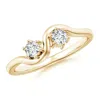 Angara Lab-grown Round Two Stone Twist Diamond Ring In Yellow Gold/f-g