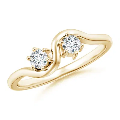 Angara Lab-grown Round Two Stone Twist Diamond Ring In Gold