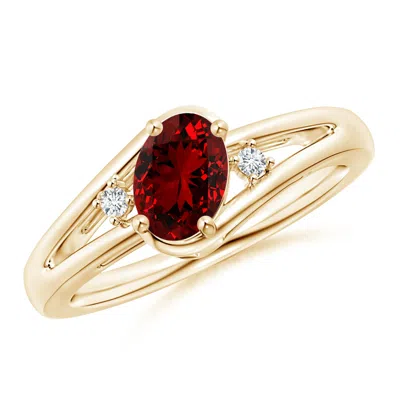 Angara Lab-grown Ruby And Lab Diamond Split Shank Ring In Gold