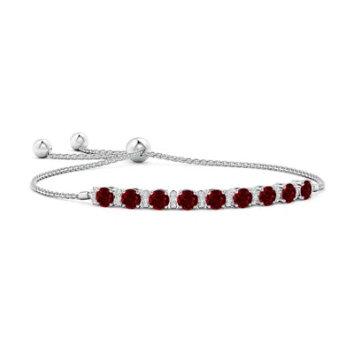 Angara Lab-grown Ruby Bolo Bracelet With Diamond Accents In Metallic
