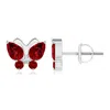 Angara Lab-grown Ruby Butterfly Stud Earrings With Lab Diamond In White Gold/deep Rich Red