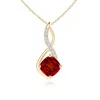 Angara Lab-grown Ruby Infinity Pendant With Lab Diamond Accents In Yellow Gold/deep Rich Red