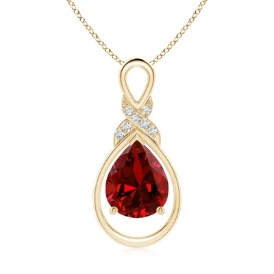 Angara Lab-grown Ruby Infinity Pendant With Lab Diamond 'x' Motif In Gold