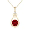 Angara Lab-grown Ruby Knotted Heart Pendant With Lab Diamond In Yellow Gold/deep Rich Red