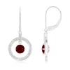 Angara Lab-grown Ruby Open Circle Drop Earrings With Diamond Accents In White Gold/deep Rich Red