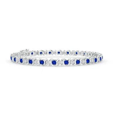 Angara Lab-grown S Curl Sapphire And Diamond Tennis Bracelet In Blue