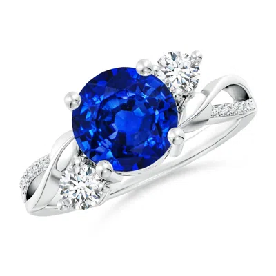 Angara Lab-grown Sapphire And Lab Diamond Twisted Vine Ring In Metallic