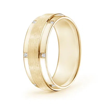 Angara Lab-grown Satin Finish Pave Set Men's Diamond Wedding Ring In Gold