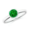 Angara Lab-grown Semi Bezel-set Emerald Solitaire Engagement Ring In White Gold/rich Green