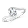 Angara Lab-grown Semi Bezel-set Solitaire Round Diamond Bypass Ring In White Gold/f-g