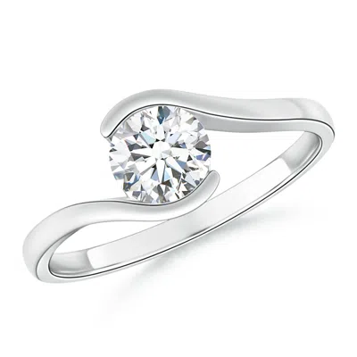 Angara Lab-grown Semi Bezel-set Solitaire Round Diamond Bypass Ring In Metallic