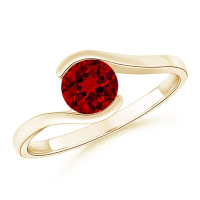 Angara Lab-grown Semi Bezel-set Solitaire Round Ruby Bypass Ring In Gold