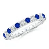 Angara Lab-grown Shared Prong Blue Sapphire And Lab Diamond Eternity Ring In White Gold/deep Rich Blue