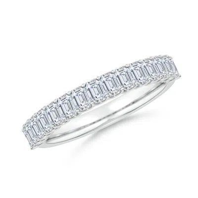 Angara Lab-grown Shared Prong-set Emerald-cut Diamond Half Eternity Wedding Ring In Metallic