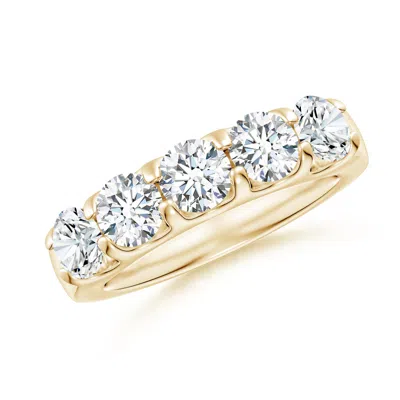 Angara Lab-grown Shared Prong Set Half Eternity Diamond Wedding Ring In Gold