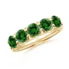 Angara Lab-grown Shared Prong Set Half Eternity Emerald Wedding Ring In Yellow Gold/rich Green