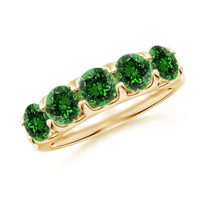 Angara Lab-grown Shared Prong Set Half Eternity Emerald Wedding Ring In Gold