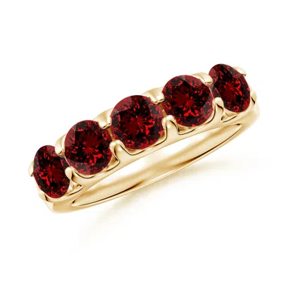 Angara Lab-grown Shared Prong Set Half Eternity Ruby Wedding Ring In Red