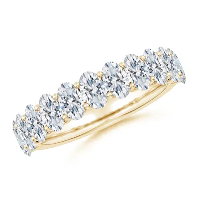 Angara Lab-grown Shared Prong-set Oval Diamond Half Eternity Wedding Ring In Gold