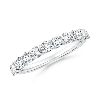 Angara Lab-grown Shared Prong-set Round Diamond Half Eternity Wedding Ring In Metallic