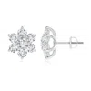 Angara Lab-grown Six Petal Diamond Flower Stud Earrings In White Gold/f-g