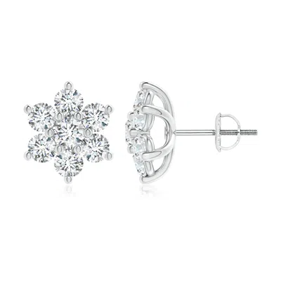 Angara Lab-grown Six Petal Diamond Flower Stud Earrings In Metallic