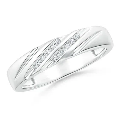 Angara Lab-grown Slanted Channel Set Diamond Wedding Ring For Her In Metallic