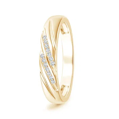 Angara Lab-grown Slanted Channel Set Diamond Wedding Ring For Him In Gold